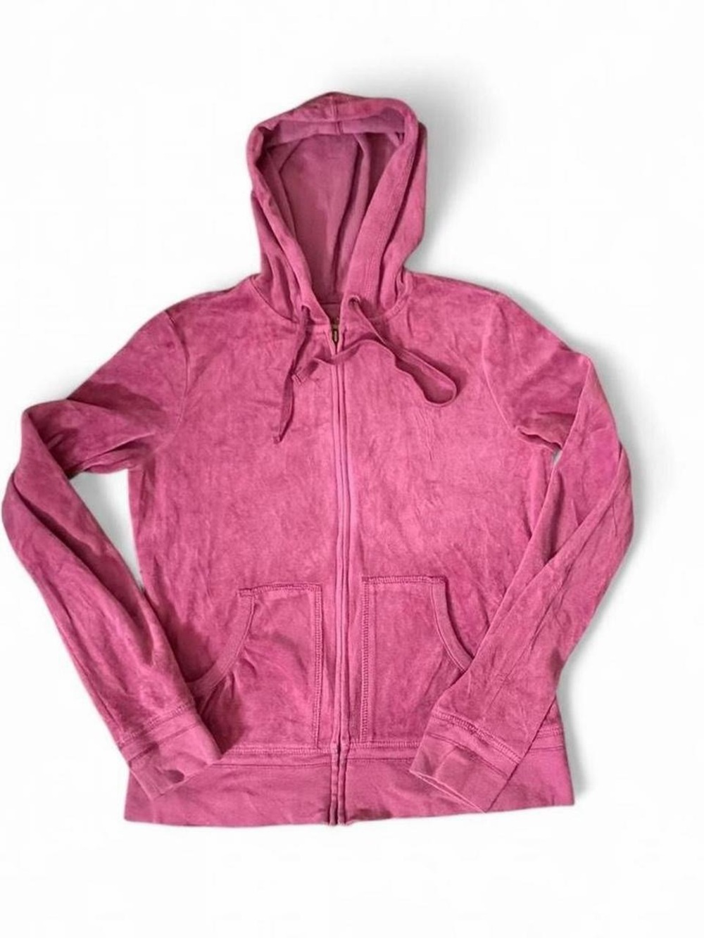 SO Pink Velour Full Zip Hoodie Jacket Y2K Soft Comfy Size Large Type